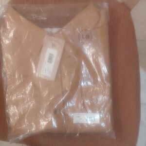Camel/Tan Sweater Top - V-Neck Buck Camp Flannels